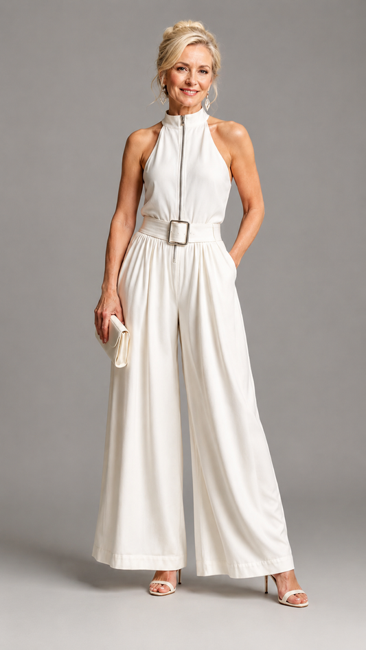 Astrielle | Jumpsuit Elegante de Cuello Alto con Cinturón