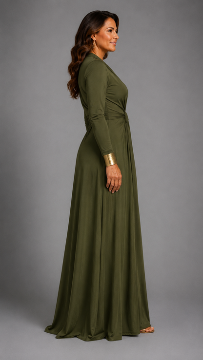 Vimmer | Vestido Maxi Elegante de Escote Profundo y Caída Fluida.