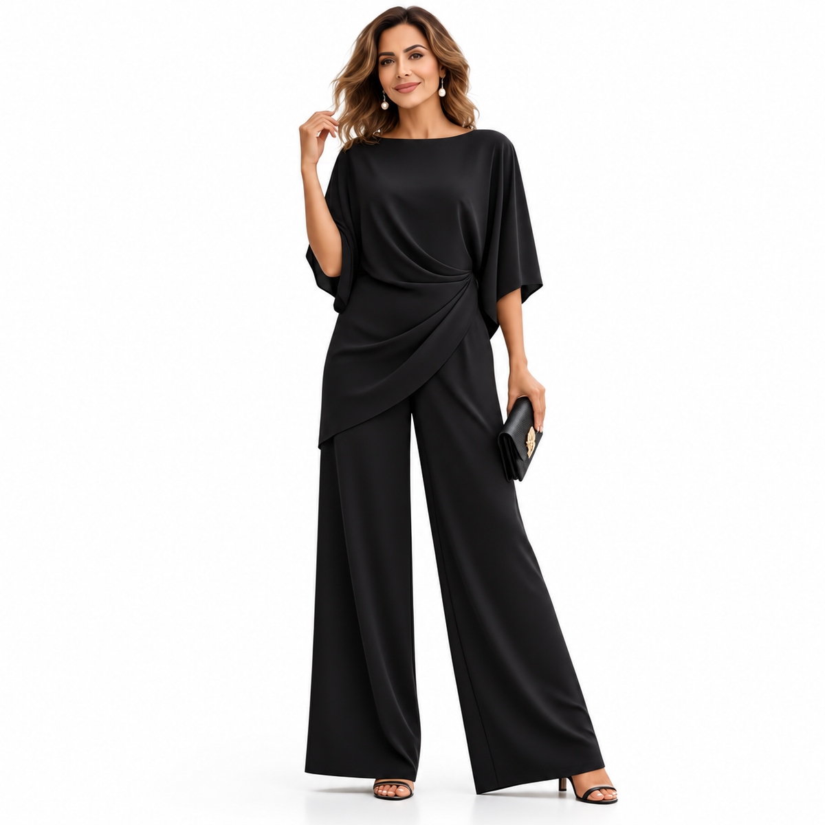 Gabriella | Conjunto con blusa drapeada y pantalón