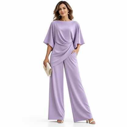 Gabriella | Conjunto con blusa drapeada y pantalón