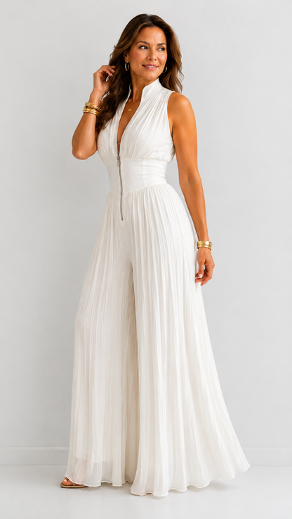 Zakira | Jumpsuit Plisado Elegante de Pierna Amplia.