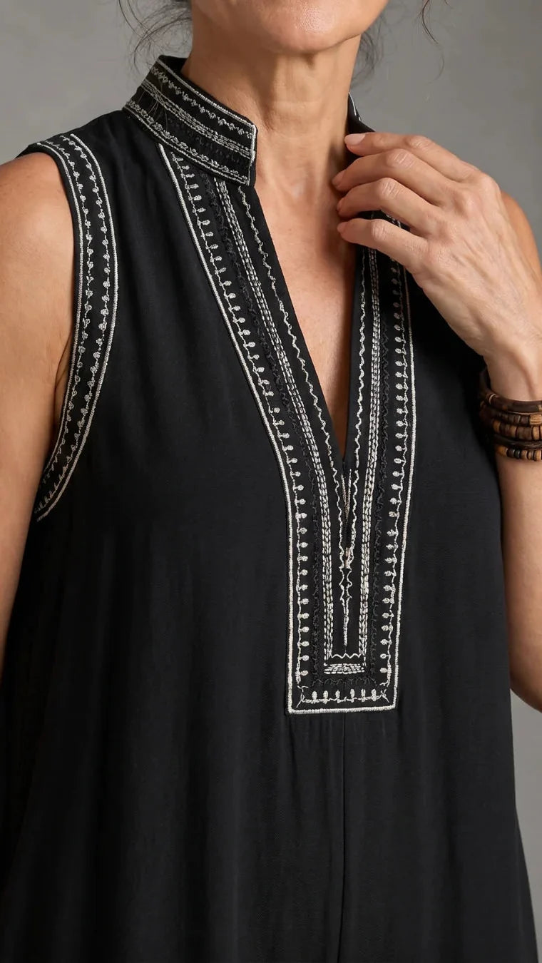 Velmira | Jumpsuit Elegante Bordado de Pierna Amplia