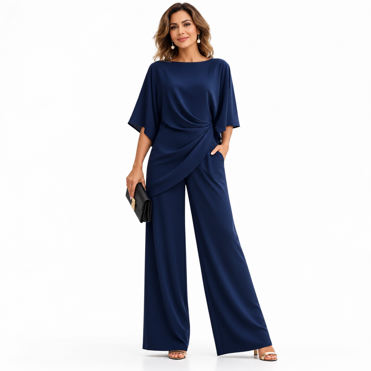 Gabriella | Conjunto con blusa drapeada y pantalón