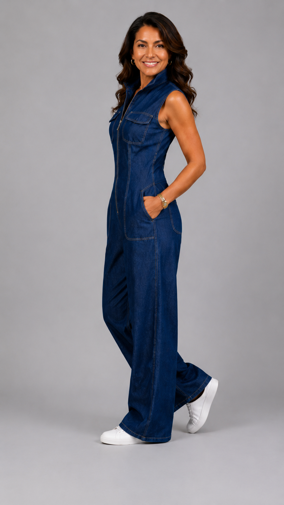 Samantha | Jumpsuit de Mezclilla Elegante de Pierna Amplia