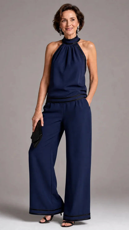 Zephyrine | Jumpsuit Elegante de Cuello Halter con Contraste