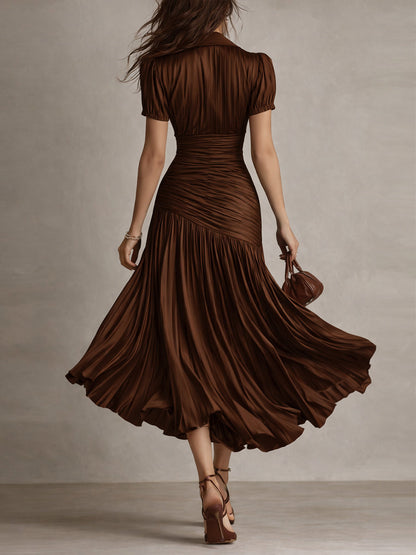 Adriana · Vestido midi satinado a rayas retro