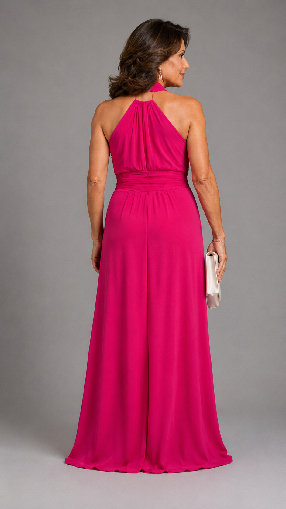 Vaelora | Vestido Midi Elegante con Escote Halter Cruzado