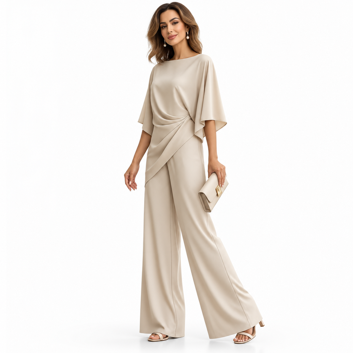 Gabriella | Conjunto con blusa drapeada y pantalón