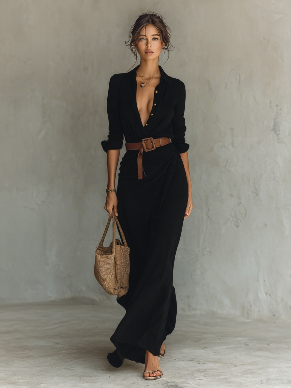 Valentino | Vestido maxi con cuello de solapa
