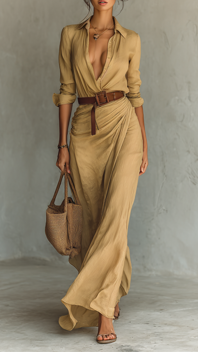 Valentino | Vestido maxi con cuello de solapa