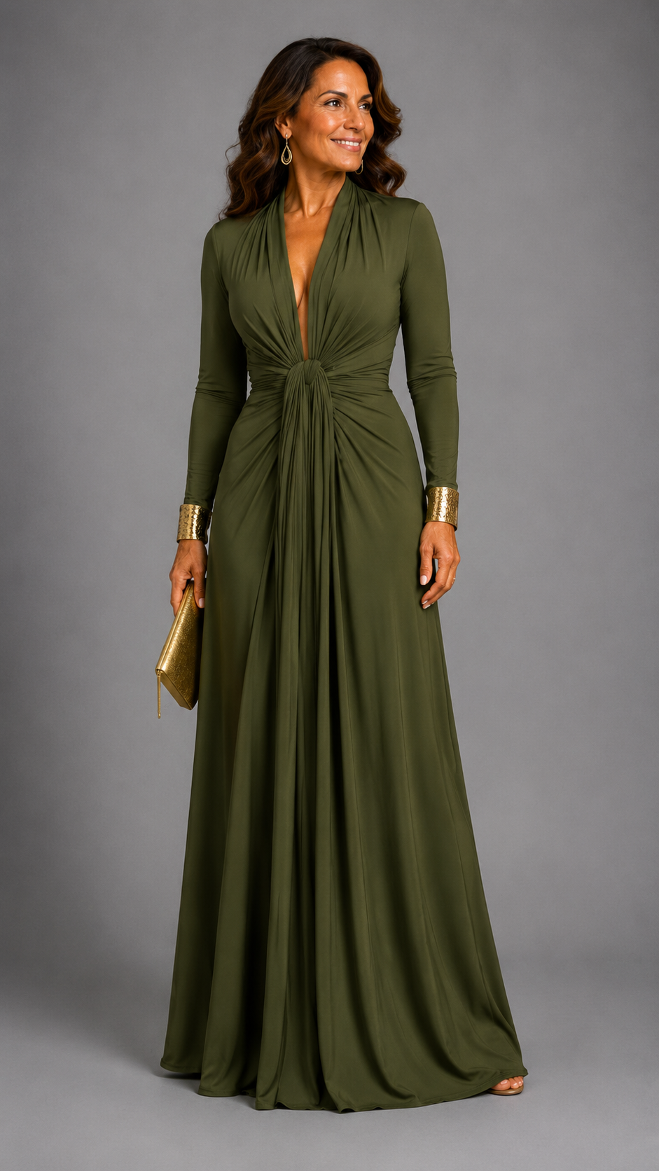 Vimmer | Vestido Maxi Elegante de Escote Profundo y Caída Fluida.