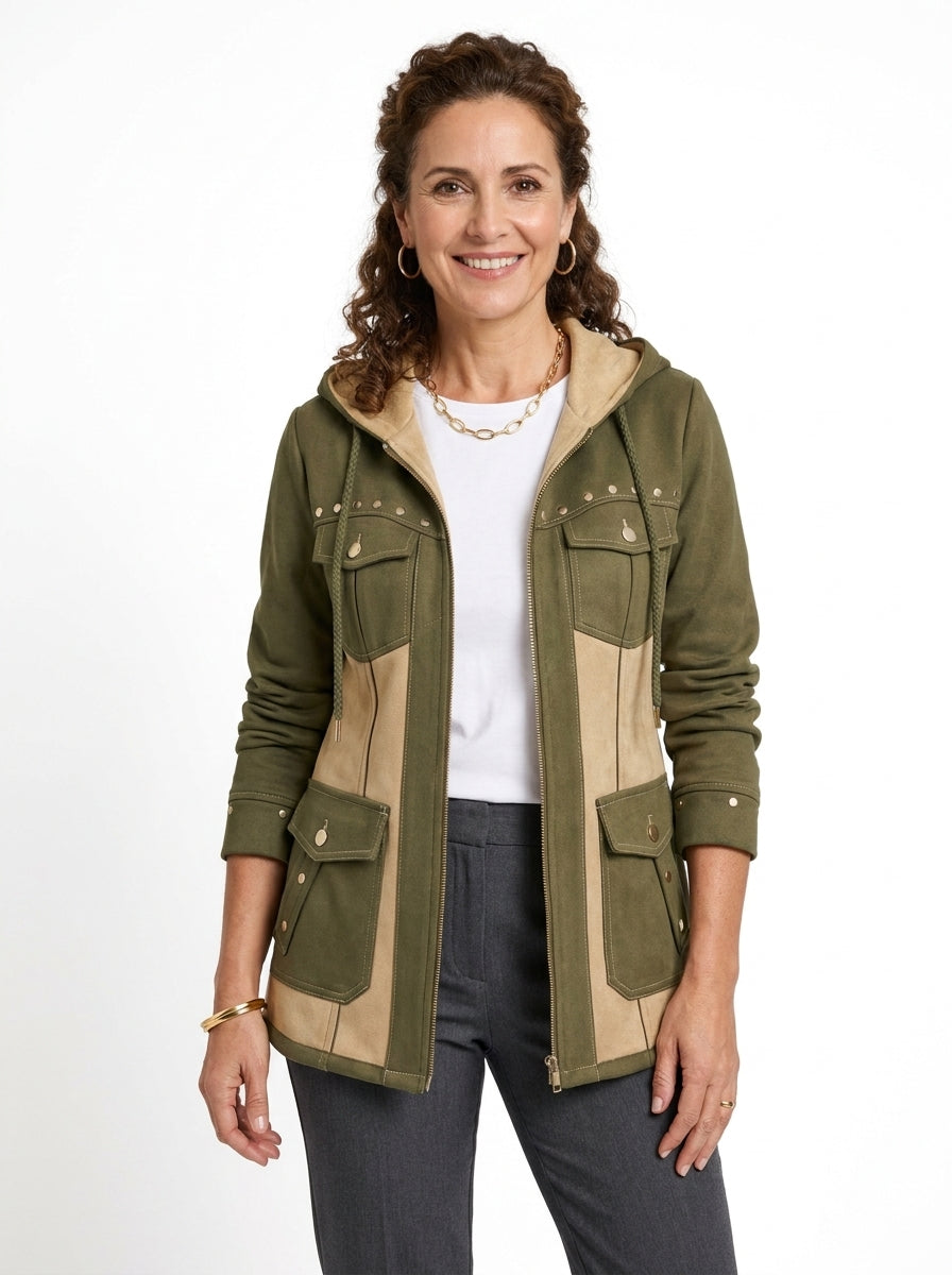 VERÓNICA | Chaqueta bicolor con capucha
