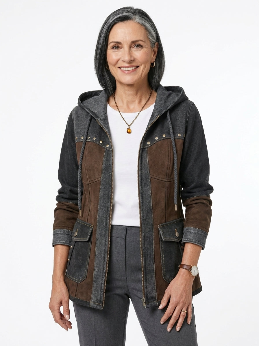 VERÓNICA | Chaqueta bicolor con capucha