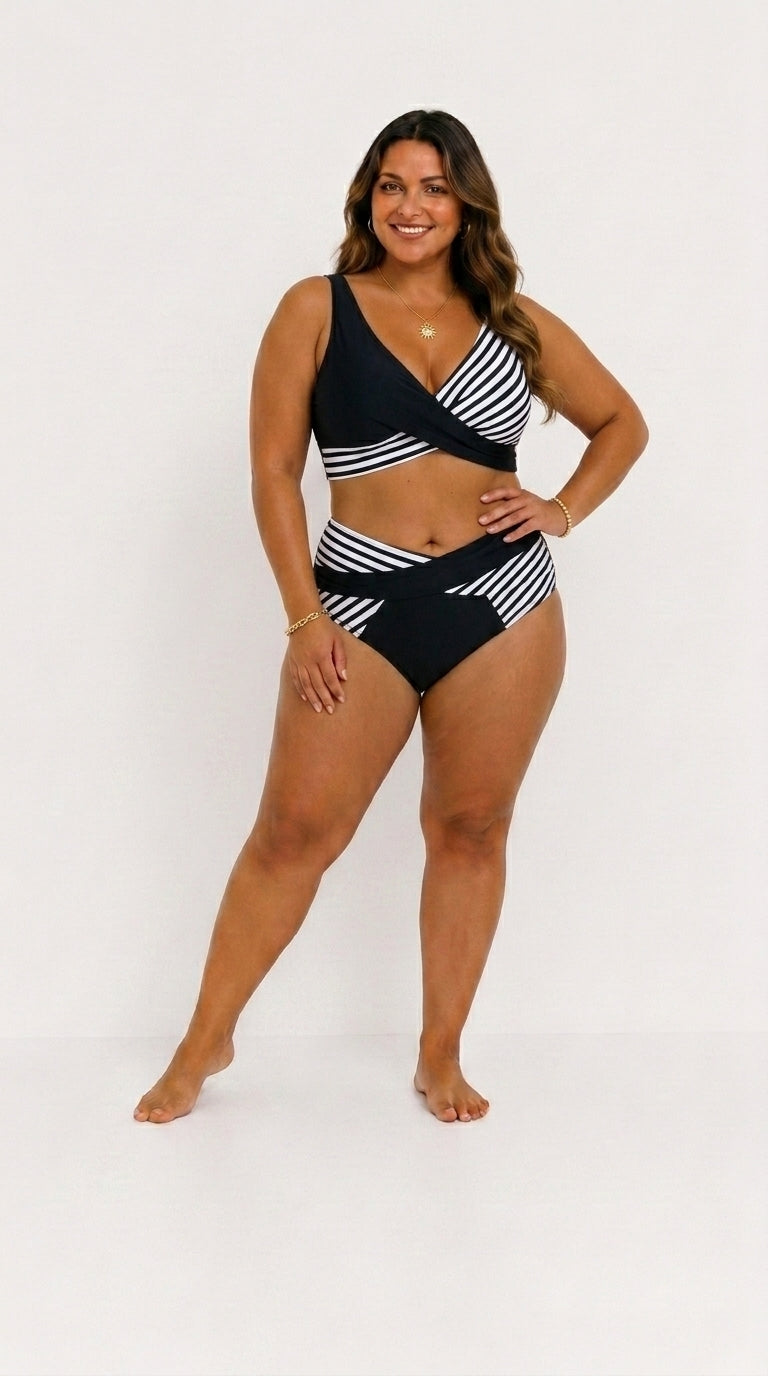 Bikini Cruzado Favorecedor de Rayas
