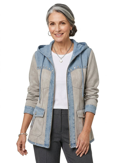 VERÓNICA | Chaqueta bicolor con capucha
