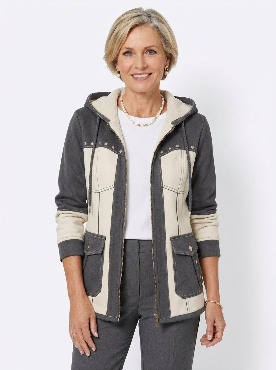 VERÓNICA | Chaqueta bicolor con capucha