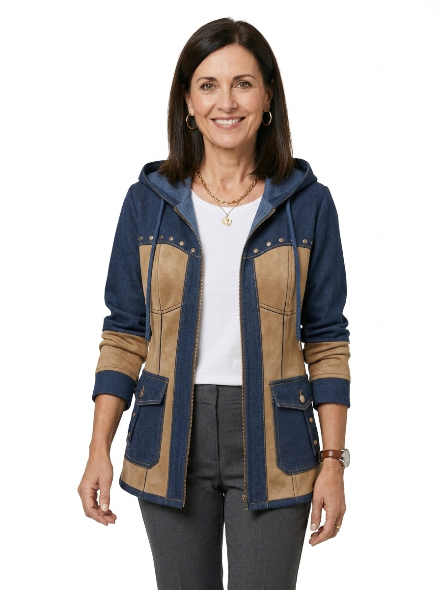 VERÓNICA | Chaqueta bicolor con capucha