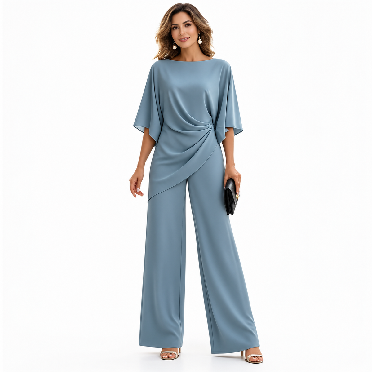 Gabriella | Conjunto con blusa drapeada y pantalón